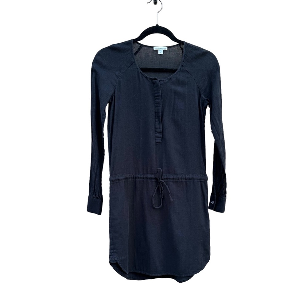 Standard James Perse Black Drawstring Long Sleeve Shirt Dress Size 0